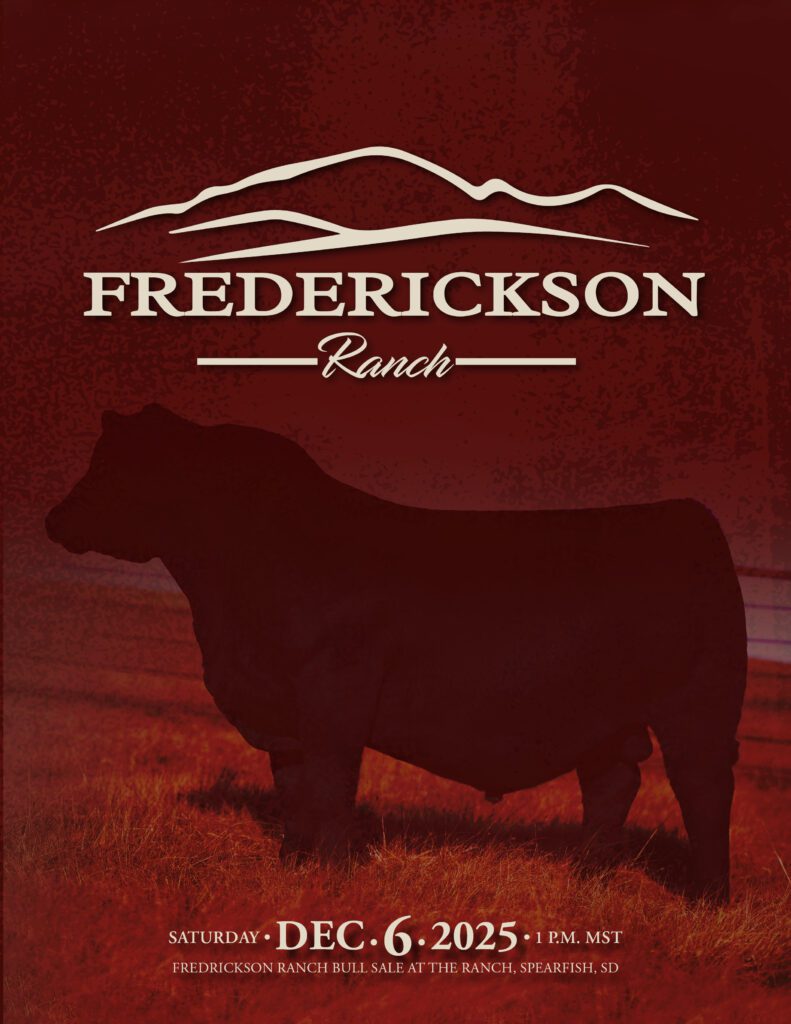 Frederickson Ranch bull sale event poster.