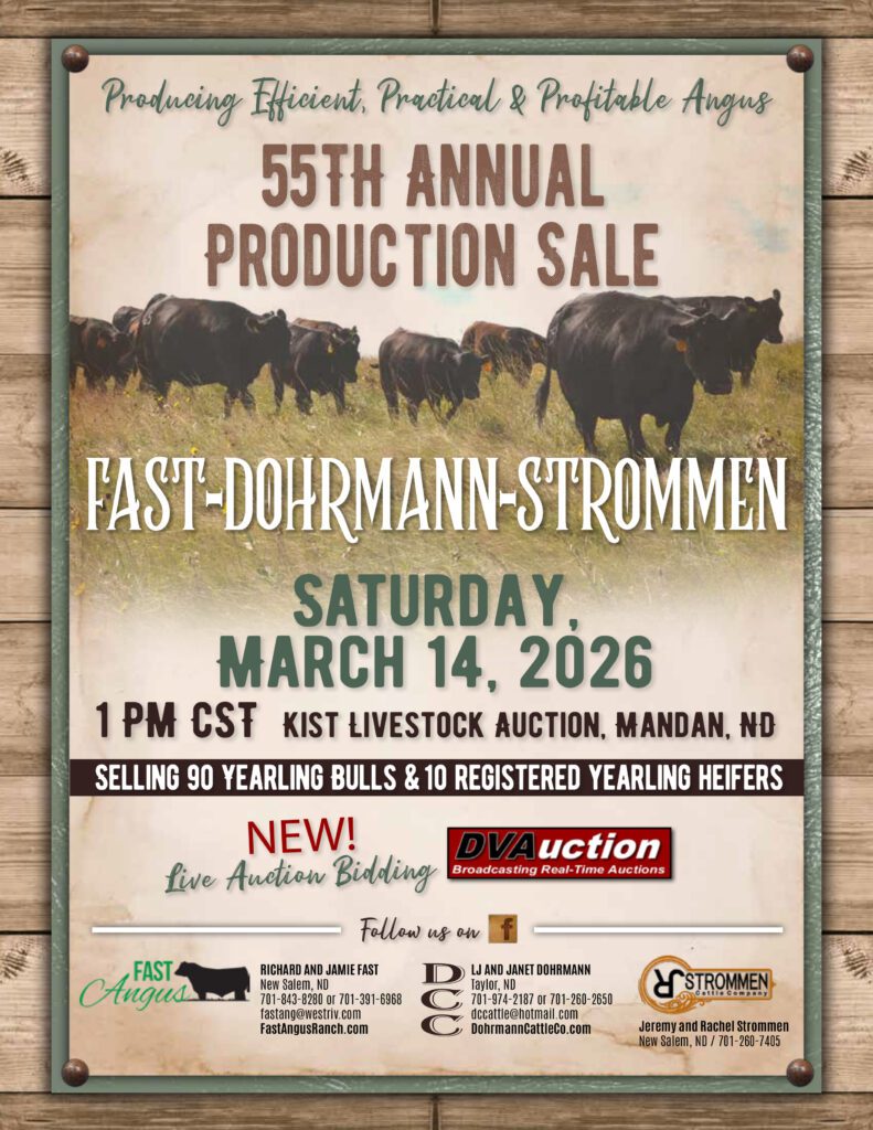 55th Annual Angus cattle production sale poster