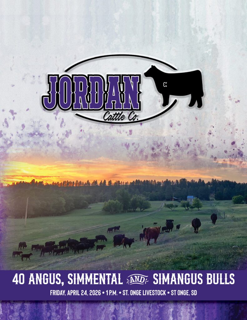 Jordan Cattle Co. logo above grazing cattle